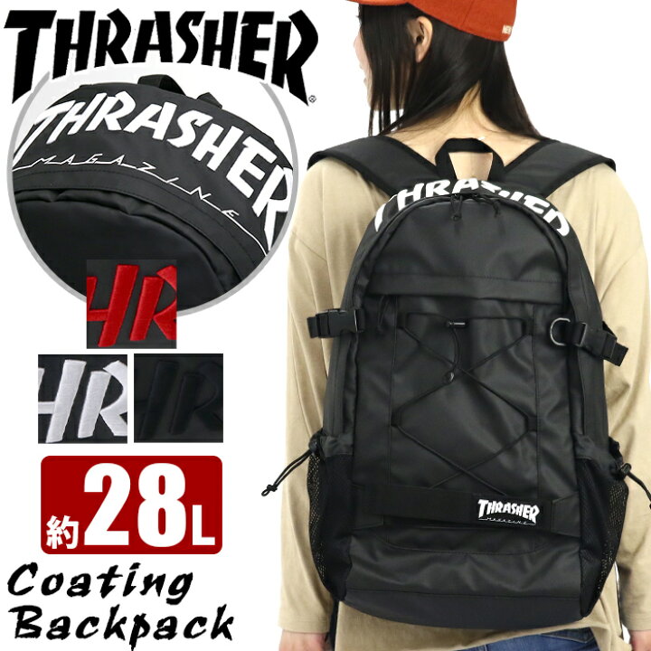 楽天市場 リュック レディース Thrasher スラッシャー リュックサック デイパック バックパック 黒リュック 女性 女の子 大きめ かばん 通勤 通学 学生 通学リュック 防災バッグ 黒 バッグ B4 Coating Backpack 28l コーティングバックパック 28リットル Thr 148
