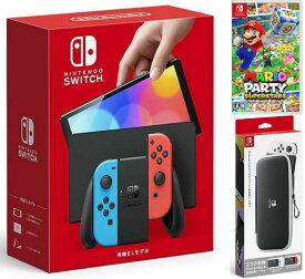 【無料ラッピング対応】Nintendo Switch(有機ELモデル) Joy-Con(L)/(R) ネオン+ マリオパーティ スーパースターズ（ソフト）+ キャリングケース任天堂スイッチ 本体クリスマスクリスマスラッピングお誕生日