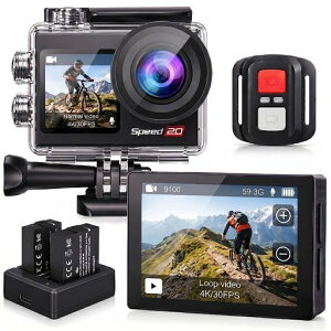 Hiicam Speed20 �A�N�V�����J���� �E�F�A���u���J���� �A�N�V�����J�� 4K 20MP 6����Ԃ�␳ �^�b�`�p�l���� �f���A���J���[�X�N���[�� �h���P�[�X���������40M�܂Ŗh�� �����J���� �X�}�z�A�c