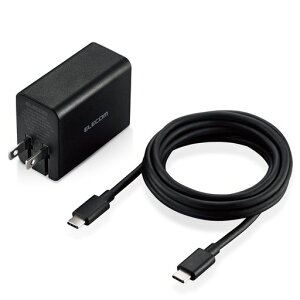 �G���R��(ELECOM) GaN(�����K���E��) AC�A�_�v�^�[ ACDC-PD1265BK �m�[�gPC/iPhone/�X�}�[�g�t�H��/Nintendo Switch�Ȃ� PD�F�� �ő�65W Type-C1�|�[�g C-C�P�[�u���t�� 2m �u���b�N