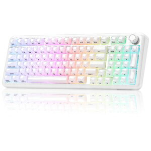 YUNZII X98 QMK/VIA�Ή� ���C�����X ���J�j�J���Q�[�~���O�L�[�{�[�h �W�F���[�L�[�L���b�v 3���[�h�ڑ� BT5.0/2.4GHz/USB-C �z�b�g�X���b�v�\ �����ς݃X�C�b�` �K�X�P�b�g�\�� RGB�o�b�N���C�g �c