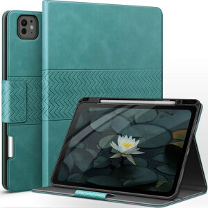 auaua iPad Pro 13�C���` �P�[�X (M5/M4) 2025/2024 ��p �y�����[ Pencil Pro/USB-C���S�Ή� PU ���U�[ �ϏՌ� �Ђъ���h�~ �I�[�g�X���[�v/�E�F�[�N&�X�^���h�@�\�t�� �蒠�^ �J�o�[ (Green)