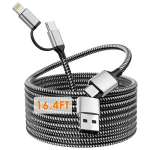 ���C�g�j���O/�^�C�vc �[�d�P�[�u�� 5M iphone �[�d�P�[�u�� 4in1 Type C to Lightning�P�[�u�� �A�C�t�H���[�d�� �}���[�d iPhone17 16 15 14/iPhone 15 Pro MAX, iPad