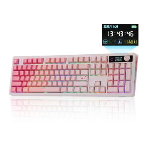 EPOMAKER TH108 V2 PRO �t���T�C�Y���J�j�J���L�[�{�[�h ���&�m�u�t�� 10000mAh BT/2.4GHz/�L�� �z�b�g�X���b�v�Ή� Mac�p�L�[ PBT�L�[�L���b�v RGB�Ɩ� 5�p�b�h�K�X�P�b�g ���C�����X�Q�[�~���O�L�[�{�c