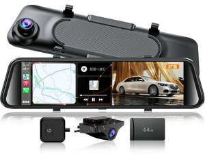 JADO �h���C�u���R�[�_�[ �~���[�^ 12�C���` 2.5K UHD �f�W�^���C���i�[�~���[ �O��J���� CarPlay/AndroidAuto�Ή� �h�����R IMX415�Z���T�[ �����Î��@�\ WDR&HDR GPS���� �o�b�N�K�C�h�������\