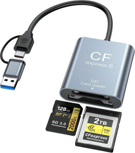 �y2026�V�݌v�z2 in 1 �A���~�������A�f���A���X���b�gUSB3.2 10Gbps �����]�� CFexpress Type B cf�J�[�h���[�_�[ �A���~�j�E�� �^�C�v cf�J�[�h sd�J�[�h �ϊ��J�[�h���[�_�[
