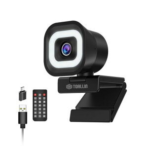 TOALLIN 4K �E�F�u�J�����A�����O���C�g�A�����R���APDAF�I�[�g�t�H�[�J�X�A1/2.5�C���`�Z���T�[�A12MP�A�����f���A���}�C�N�A5�{�f�W�^���Y�[���A�摜�~���[�����O�A���C�u�X�g���[�~���O/�c