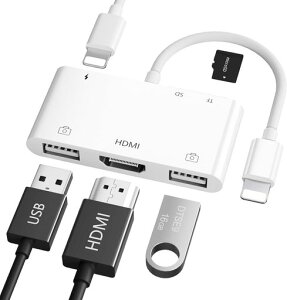 Lightn-ingHDMI+USB*2+SD/TF�ϊ��A�_�v�^i-Phone�pHDMI�ϊ��P�[�u��1080P�r�f�I�Đ��x���Ȃ����C�g-�j���O3�J�����A�_�v�^�o�����f�[�^�`��OTG�p�J�����A�_�v�^�[SD�J�[�h���[�_�[