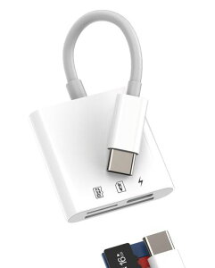 USB�]C Micro�]SD�J�[�h���[�_�[�[�d�A�_�v�^�[(3�]in�]1)Type�]C�|�[�g�A�R���p�N�g�t���b�V���Ή��A�J�����pTF�������h���O���A�Ή�Samsung �Ή�iPhone 15 Pro Max Plus �Ή�iPad Pro