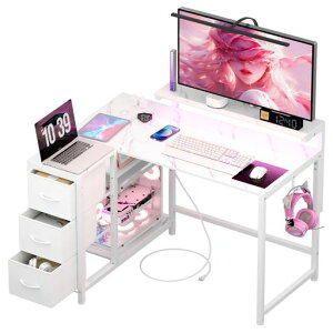 LunarLight PC�p�\�R���f�X�N ��108���s��80����71.8cm �e�����[�N L�^�f�X�N�E���E�g�݊������R 3�i���߃��j�^�[��(10~33.5cm�Ή�) �����o���ƃR���Z���g�t�� ���[�����Ղ� �Q�[�~���O�f�X�N �I�t�c