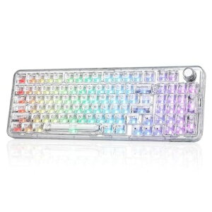 YUNZII X98 QMK/VIA�Ή� ���C�����X ���J�j�J���Q�[�~���O�L�[�{�[�h �����L�[�L���b�v 3���[�h�ڑ� BT5.0/2.4GHz/USB-C �z�b�g�X���b�v�\ �����ς݃X�C�b�` �K�X�P�b�g�\�� RGB�o�b�N���C�g �m�u�c