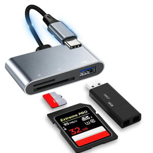 �y2026 �ŐV�^�zSD�J�[�h���[�_�[ USB-C iPhone17/16/15�Ή��y3in1�E�����]���zSD/TF/USB�Ή� �A���~�� OTG�@�\ �v���O&�v���C �o�����f�[�^�]�� �y�� �R���p�N�g MacBook/iPad/Android�Ή�