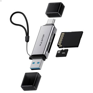 PULWTOP 2 in 1 SD�J�[�h���[�_�[ SD�J�[�h to USB-A/USB-C 3.0 Micro SD�A�_�v�^�[ SD/Micro SD/TF/SDHC/SDXC/MMC/UHS-I 2TB�܂ő�e�ʃJ�[�h�ɑΉ� Windows