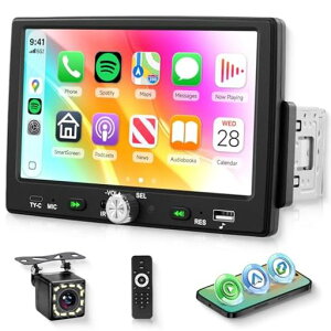 Hodozzy 1DIN�J�[�I�[�f�B�I CarPlay/Android Auto�Ή� 7�C���`HD�^�b�`�X�N���[���J�[���W�I Bluetooth���� �V���O��DIN �~���[�����N FM���W�I �o�b�N�J�����t�� EQ���� �J�[�I�[�f�B�I���V�[�o�[