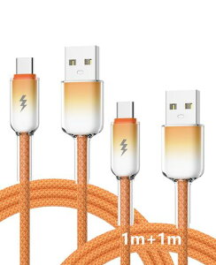 TOMSING USB Type C �P�[�u�� 2�{�Z�b�g/1m USB A to USB C 12W �X���[�[�d �O���f�[�V���� ���ϋv �A�C�X�u���C�g �[�d�P�[�u�� for iPhone 16 / 15 /iPad