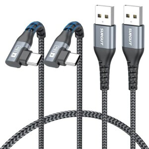 SUNGUY ���pUSB C�P�[�u�� 2�{�Z�b�g�y0.6M+0.6M�z�A90�xUSB A to C�[�d�P�[�u��18W�����[�d USB 2.0 �f�[�^�]�� �ґg�P�[�u�� iPhone 17/16/15 Pro Max�AGalaxy S25 S24 S23