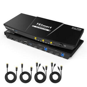 TESmart HDMI �f���A�����j�^�[ KVM�X�C�b�` 2��p�\�R��2���j�^�[�Ή� USB3.0