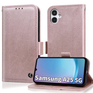 Yuotky for Samsung Galaxy A25 5G �P�[�X �蒠�^ ���� �M�����N�V�[A25 �P�[�X ���z�^ SC-53F/SCG33 �J�o�[ ����PU���U�[ GalaxyA25 5g�X�}�z�P�[�X �}�O�l�b�g �J�[�h���[ �X�^���h�@�\