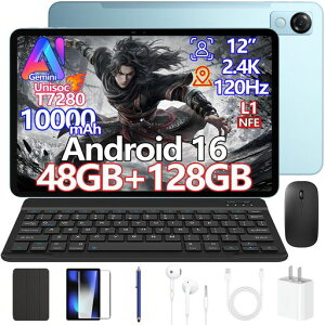 P12 Android16 12�C���` ���� �^�u���b�g Gemini AI�@�\ 8�R�A CPU 48GB RAM+128GB ROM+2TB�g���� 2.4K �𑜓x 120Hz�����t���b�V�����[�g 10000mAh��e�ʃo�b�e���[ Widevine