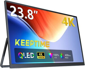 KEEPTIME 23.8�C���` 4K ���o�C�����j�^�[ UHD 3840*2160 �����^�� VESA�Ή� 125%sRGB �|�[�^�u���f�B�X�v���C ���ʔ���� �L�F�� ��^�T�u���j�^ �����^�X�^���h �Q�[�~���O���j�^�[ IPS�t���p�l�� USB