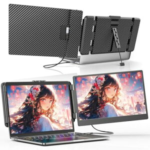 Laptomo �f���A�����j�^�[ 14�C���` IPS ���o�C�����j�^�[FHD 1080P �|�[�^�u���f���A���X�N���[���m�[�g�p�\�R���f�B�X�v���C�g�� �A�ɓK�p�m�[�g�p�\�R��13-17�C���` USB-C/HDMI�|�[�g�t���A�Ή�