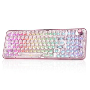 YUNZII X98 QMK/VIA�Ή� ���C�����X ���J�j�J���Q�[�~���O�L�[�{�[�h �����L�[�L���b�v 3���[�h�ڑ� BT5.0/2.4GHz/USB-C �z�b�g�X���b�v�\ �����ς݃X�C�b�` �K�X�P�b�g�\�� RGB�o�b�N���C�g �m�u�c