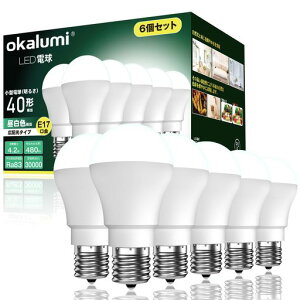 okalumi LED�d�� E17���� 40W�` �~�j�N���v�g���` �����F 480lm �����F �~�j�����v�`�d�� �f�M�ގ{�H���Ή� ���^�d���^�C�v �����s�� 6�Z�b�g �yOST-M4-27 N�z