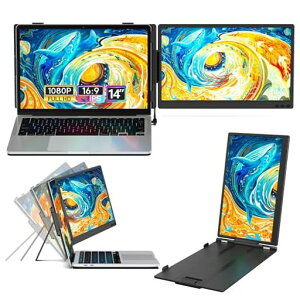 �m�[�g�p�\�R���p���j�^�[ 14�C���` 2��� �f���A���f�B�X�v���C FHD1080P IPS�t���p�l�� �_�u���f�B�X�v���C �g�у��j�^�[ 13-17.3�C���`�p�\�R���p �y�� USB-C/HDMI�ڑ� Windows/Mac/Chrome�ɓK�p