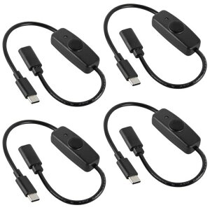 ACEIRMC �A�b�v�O���[�h 28cm (11�C���`) USB C �I�X - ���X �I��/�I�t �X�C�b�`�P�[�u�� �V���[�g USB �����P�[�u�� �I���I�t�X�C�b�`�t�� Raspberry Pi 4�p