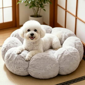 MONIWOLLY花形猫ベッド、小型犬用ペットハウス、滑り止め加工、保温性、洗えるペットマット、快適な寝心地、ペット用ベッド、猫用ベッド、ふわふわ、滑り止め、快適な休息場所、はいし…