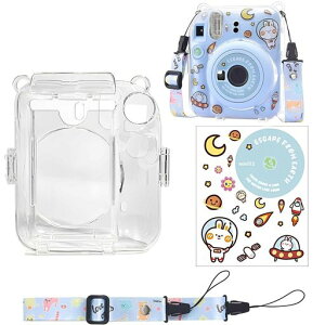 �ی�p�J�����P�[�X �݊� �x�m�t�C���� Instax Mini 12 �Ή� �J�[�g�D�[���X�e�b�J�[�t�� �N���APC�� �o�b�O ���߉\ �V�����_�[�X�g���b�v (�u���[)