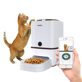 Iseebiz自動給餌器猫犬自動餌やり機ペット1日6食定時定量5L大容量2way給電餌やり機スマホ遠隔操作アプリ対応給餌器カメラ付きペットフィーダータイマー式音声録音お手入れ簡単留守番対策