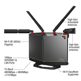 バッファロー WXR-11000XE12 Wi-Fi 6E 無線LANルーター BUFFALO フラッグシップモデル Wi-Fiルーター 10Gbps対応 有線LAN 高速通信 トリプルバンド 3軸回転外付けアンテナ【新品/送料無料】