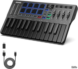 �y���������zUSB MIDI �L�[�{�[�h �R���g���[���[ 25�� �x���V�e�B�Ή� �^�b�`���X���C�_�[ OLED�X�N���[�� �o�b�N���C�g�t�p�b�h ���y���� Mac�EPC�� ���{������� �u���b�N DMK-25 PRO