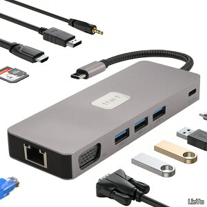 �y���������z3��ʏo�́y1Gbps RJ45+4K HDMI+1080P VGA+DP���e+3*USB 3.2 A+PD100W�[�d+TF&SD+3.5mm�w�b�h�t�H���W���b�N�z���@�\�𓯎��Ɏg�p�BMacbook Air/Pro�ARog Ally�ADell�AXPS�AHP�ASurface Go�ASamsung�ALenovo�Ȃǂ�
