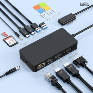 �y���������z���V�f�U�C���z�}�C�N���\�t�g surface pro6 �h�b�N�A12-in-1 Microsoft Surface Dock���v���f�B�X�v���C�Ή� VGA +�f���A��4K HDMI �A3��ʊg���ASurface Pro 11/10/9/8/X/7/6/5/4�ASurface Book�ASurface Lapto