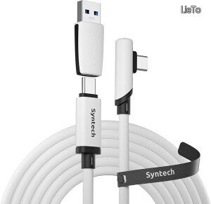 �y���������z16�t�B�[�g Oculus/Meta Quest 3/Quest 3S/Quest2/Pro/Pico 4�A�N�Z�T���[��PC/SteamVR�ɑΉ� �A�b�v�O���[�h�^�C�vC USB 3.0�A�_�v�^�[�t�� �����f�[�^�]���R�[�h VR�w�b�h�Z�b�g�p