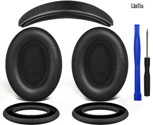 �y���������z�C���[�p�b�h + �w�b�h�o���h + �C���[�p�b�h�J�o�[ Bose QuietComfort 15 (QC15)/QuietComfort 2 (QC 2) �p �w�b�h�Z�b�g ���� �L�b�g �w�b�h�z�� �ւ� �p�b�h �򉻖h�~ �N�b�V���� (�u���b�N)