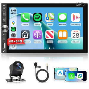 �y���������z4G+64G Android�I�[�f�B�I2 Din�i���C�����XCarPlay�EAndroid Auto�Ή��j�A7�C���`�^�b�`�X�N���[�����ڃ_�u��DIN�J�[�X�e���I�iGPS�i�r�Q�[�V�����ABluetooth�ADSP�AWi-Fi�AFM RDS�AType-C�AUSB�A