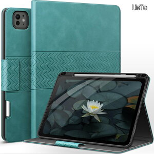 �y���������ziPad Pro 11�C���` �P�[�X (M5/M4) 2025/2024 ��p �y�����[ Pencil Pro/USB-C���S�Ή� PU ���U�[ �ϏՌ� �Ђъ���h�~ �I�[�g�X���[�v/�E�F�[�N���X�^���h�@�\�t�� �蒠�^ �J�o�[ (Green)