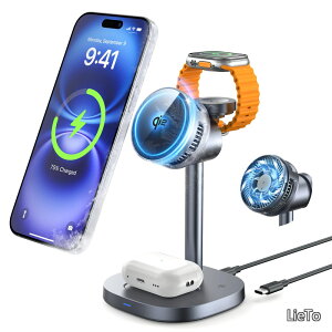 �y���������z�V�^�� MagSafe�[�d�� 3in1 ���C�����X�[�d�� Qi2�F�� ��p�t�@���t���y�X�}�z�M�΍�?15W�}��?�É��݌v�z3�䓯���ɏ[�d �A�b�v���E�H�b�`�[�d�� TEC�����̃X�}�z�N�[���[ �[�d�X�e�[