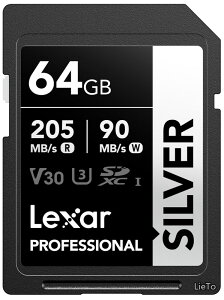 �y���������zProfessional SILVER SDXC UHS-I �J�[�h C10 U3 V30 4K UHD SD �ő�ǎ摬�x 205MB/s �������[�J�[�h �������K�i �����T�|�[�g��(64GB)