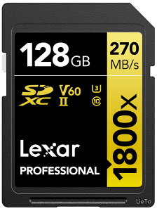 �y���������zSD�J�[�h Professional 1800x SDXC�J�[�h �ő�Ǎ�280MB/�b ����210MB/�b UHS-II Class 10 U3 V60 4K Ultra HD ����B�e �������K�i (128GB) LSD1800128G-BNNNG