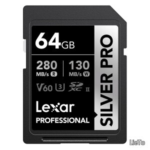 �y���������zProfessional SDXC 64GB SILVER PRO UHS-II V60 �ő�ǎ�280MB/s �ő发��130MB/s �������K�i �����T�|�[�g��