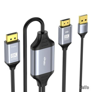 �y���������z8K HDMI to DisplayPort �P�[�u�� 4K@120Hz�i2K@144Hz�j2m Xbox Series X�APS4�APS5�APS4 Pro�p HDMI 2.1 to DisplayPort 1.4 �P�[�u�� �P����HDMI to DP