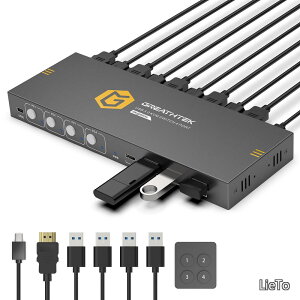�y���������zHDMI 4����1�o�� 4K@60Hz�Ή� USB3.0���� USB-A×3/USB-C×1 KVM�ؑ֊� �����R���t�� 4��PC���L �L�[�{�[�h�E�}�E�X�E���j�^�[���L Windows/Mac/Linux�Ή�