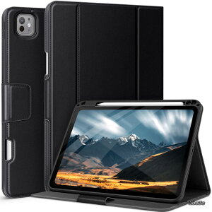 �y���������ziPad Pro 11�C���` �P�[�X (M5/M4) 2025/2024 ��p �y�����[ Pencil Pro/USB-C���S�Ή� �|�P�b�g�t�� ���p�x�X�^���h �}�O�l�b�g�J�� �I�[�g�X���[�v�Ή� (�u���b�N)