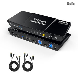 �y���������zKVM�X�C�b�` HDMI�ؑ֊� 2����1�o�� �p�\�R��2�䃂�j�^�[1��؂�ւ� USB3.0 4K@60Hz EDID�@�\ �z�b�g�L�[�؂�ւ��Ή� HDCP2.2 HDR10/Dolby�Ή� �����R���A���̓P�[�u���t��