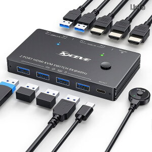 �y���������zUSB3.0 HDMI KVM�ؑ֊� 2����1�o�� 8K@60Hz 4K@120Hz PC2��p KVM �X�C�b�` �L�[�{�[�h�A�}�E�X�A���j�^�[��2PC�ŋ��L �h���C�o�s�v �ȒP�ɐڑ� �茳�X�C�b�`�t��