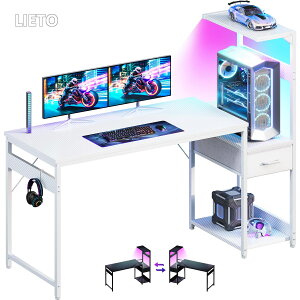 �y���������zAODK �Q�[�~���O�f�X�N �p�\�R���f�X�N LED�t�� ��140cm�i�� �j �� pc�f�X�N gaming desk �����o��&�I�t�� �Q�[�~���O�e�[�u�� �Q�[���f�X�N �t�b�N�t�� ���E����ւ��Ή� �J�[�{�����z